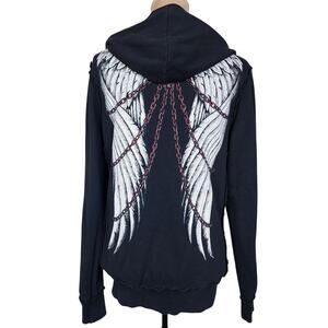Sinful Affliction Chained WIng Large Black Hoodie Jacket